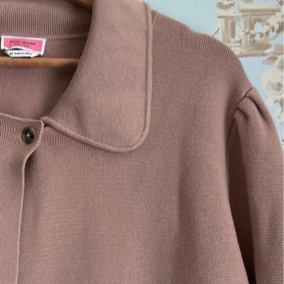 Kate Spade Women Coat Size XL Blush/Neutral Knit Minimalist Quiet Luxury Preppy - Picture 6 of 10